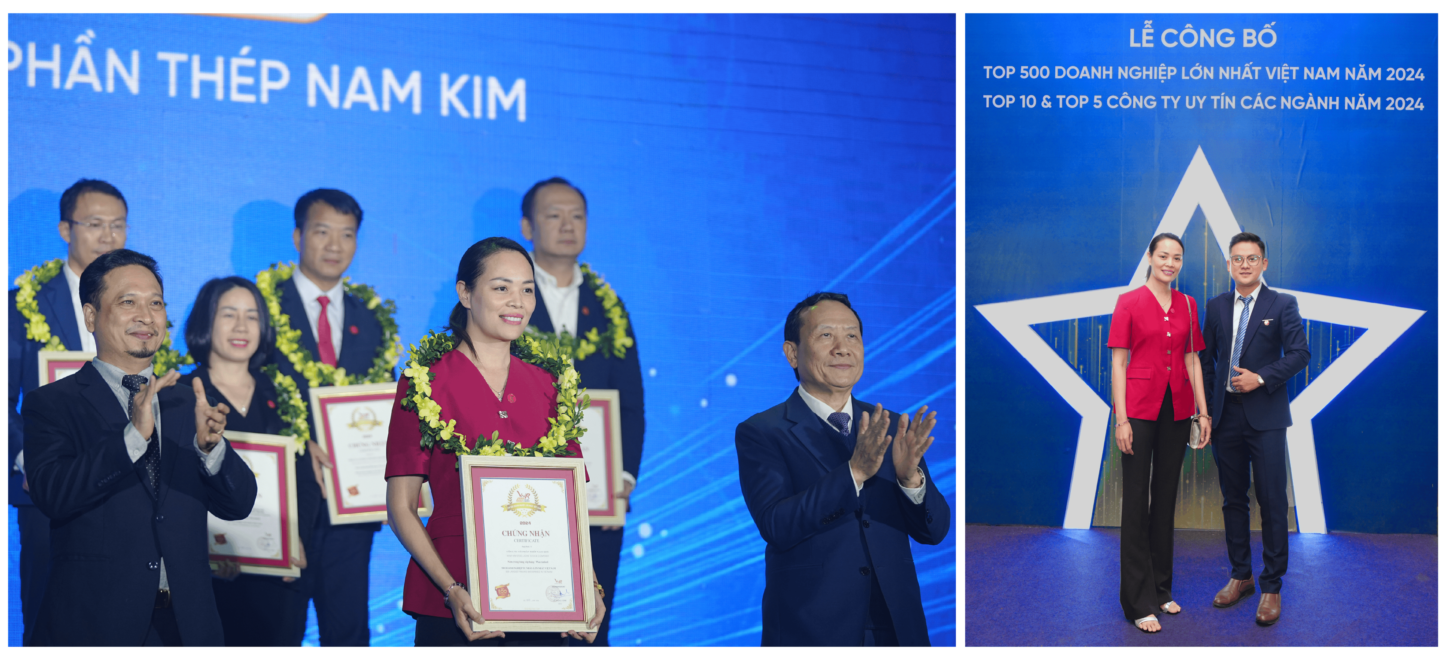 TON NAM KIM: PROUD TO BE HONORED AMONG TOP 50 VIETNAM THE BEST 15 Đại diện Tôn Nam Kim, Bà Trần Thị Thanh Thúy – Giám đốc Kinh doanh tự hào nhận chứng nhận từ ban tổ chức