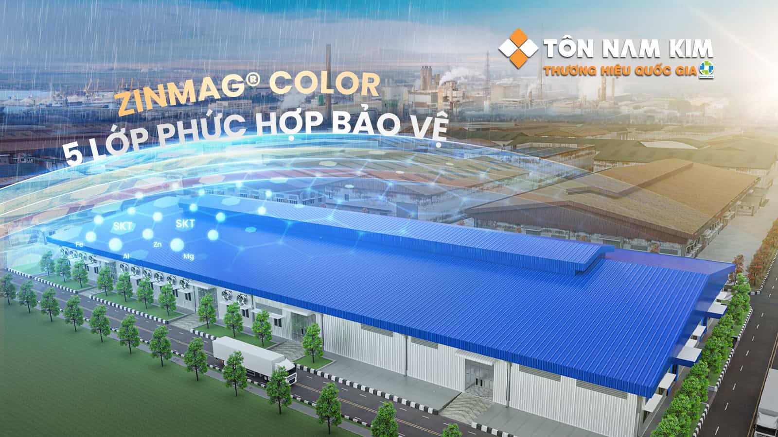 Tôn Zinmag® Color – Tôn Mạ Hợp Kim Magie Phủ Màu, Cấu Trúc 5 Lớp Phức Hợp Bảo Vệ Của Tôn Zinmag® 1 TÔN ZINMAG® Color