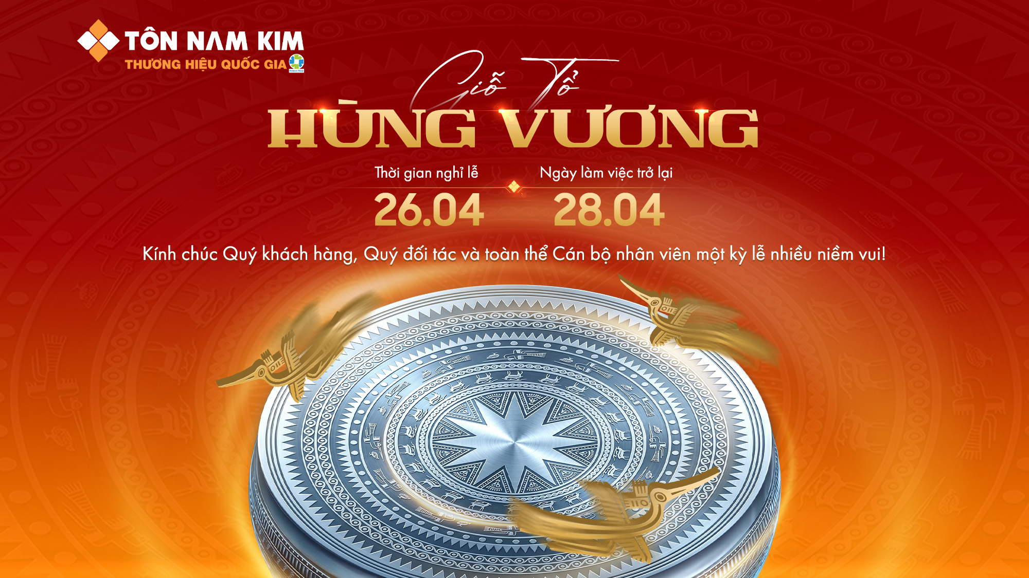 TÔN NAM KIM THÔNG BÁO LỊCH NGHỈ LỄ GIỖ TỔ HÙNG VƯƠNG (10/3 ÂM LỊCH) 1 GIO TO HUNG VUONG DO 16 9